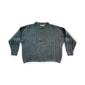 Eddie Bauer Charcoal Gray 100% Wool Pullover Knit Sweater Womens Petite XL